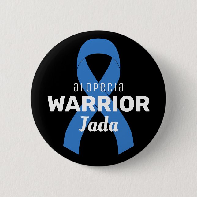 Alopezie Warrior Ribbon Black Button (Vorderseite)