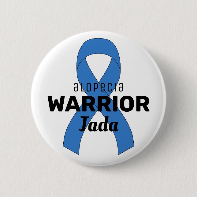 Alopezie Warrior Ribbon weiße Taste Button (Vorderseite)