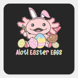 Alotl Ostereier Axolotl Ostern mit Puppe Quadratischer Aufkleber