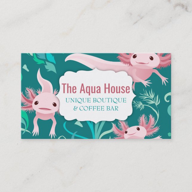 Alotta Pink Axolotts auf Aquamariner Visitenkarte (Vorderseite)