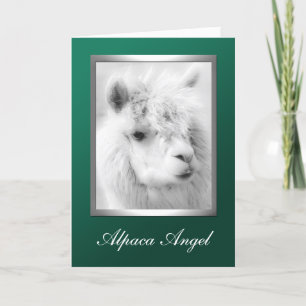 Alpaca Angel Green Weihnachtskarte Feiertagskarte