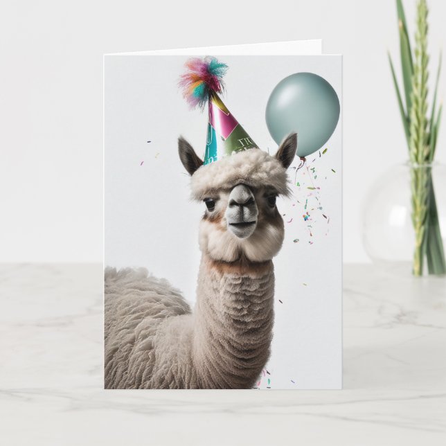 Alpaca Anniversaire Carte de voeux pliée (Devant)