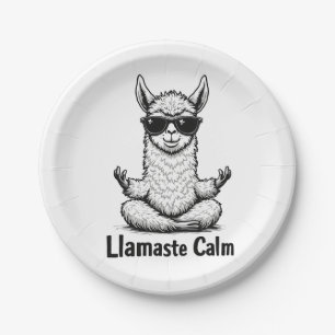 Alpaca Bleibe Calm Llamaste Lama Yoga Funny Pappteller