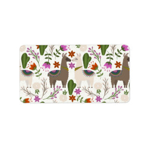 Alpaca Cactus floral Pattern Animal Lover Adressaufkleber