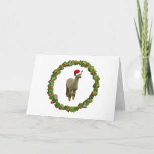 Alpaca Christmas Wreath Feiertagskarte