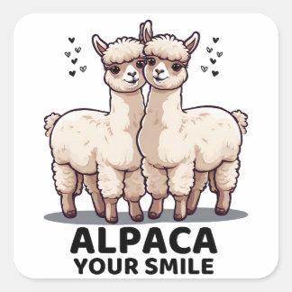 Alpaca Dein Lächeln Quadratischer Aufkleber
