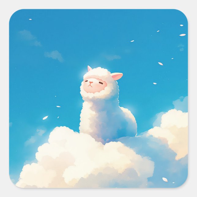 Alpaca Dreamland Quadratischer Aufkleber (Vorderseite)
