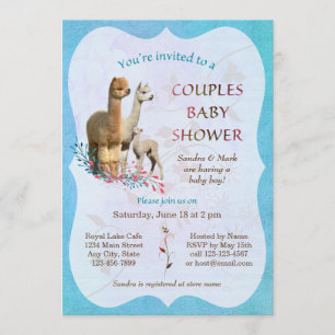 Alpaca Famille Couples Baby shower Invitation Garç