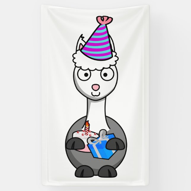 Alpaca-Geburtstagskuchen Banner (Vertikal)