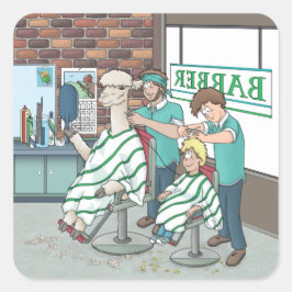 Alpaca-Haarschnitt Quadratischer Aufkleber