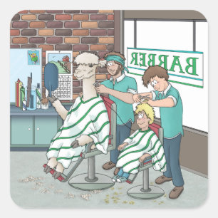 Alpaca-Haarschnitt Quadratischer Aufkleber