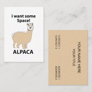 Alpaca Ich Wollte etwas Raum Funny Alpaca Visitenkarte