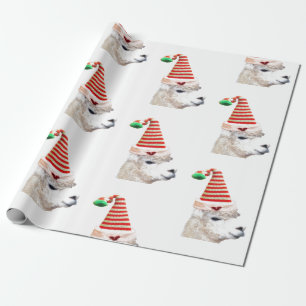 Alpaca in der Weihnachtsmannmütze Weihnachtswrappi Geschenkpapier