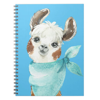 Alpaca in einem blauen Bandana Notizblock