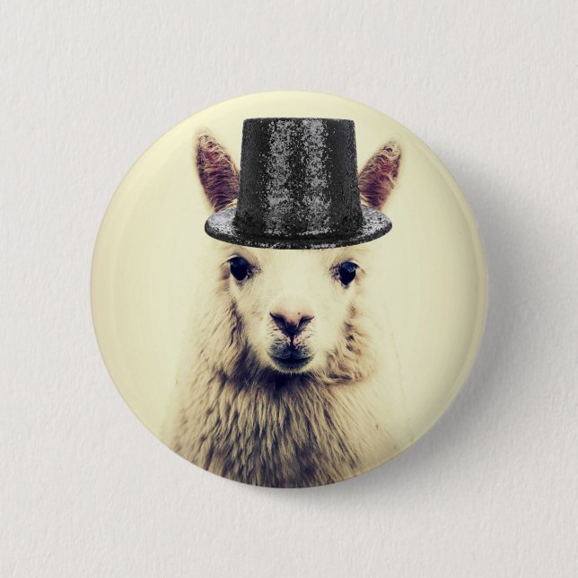 Alpaca in einem Tophat Button (Vorderseite)