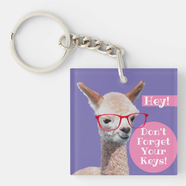 Alpaca in Red Glasses DIY "Vergiss deine Schlüssel Schlüsselanhänger (Vorderseite)