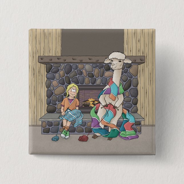 Alpaca Knitting Button (Vorderseite)