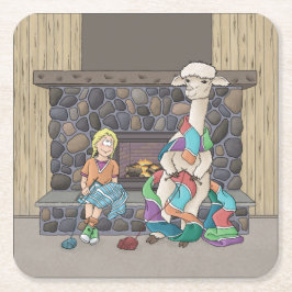 Alpaca Knitting Rechteckiger Pappuntersetzer