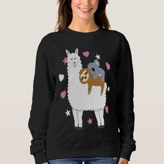 Alpaca Lama Sloth Koala Women  Girls Sloth Sweatshirt (Vorderseite)