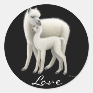 Alpaca-Liebe Runder Aufkleber