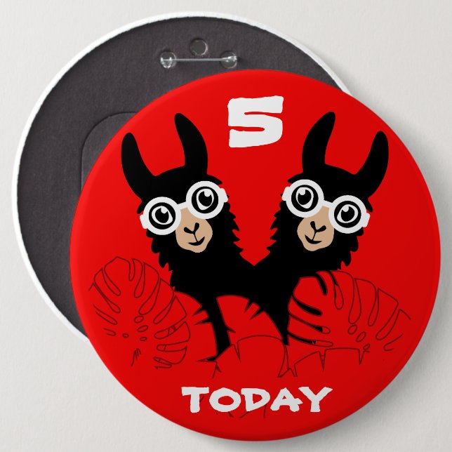 Alpaca llama Twins Birthday Button (Vorne & Hinten)