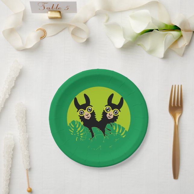Alpaca llama Twins Birthday Pappteller (Hochzeit)