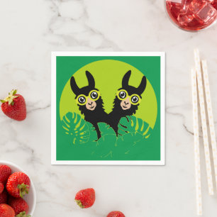 Alpaca llama Twins Birthday Serviette
