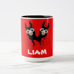 Alpaca llama Twins Birthday Zweifarbige Tasse