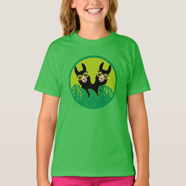 Alpaca llama Twins T-Shirt (Vorderseite)