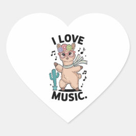 Alpaca love music Herz-Aufkleber