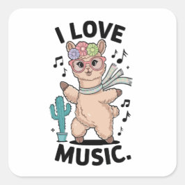 Alpaca love music quadratischer aufkleber