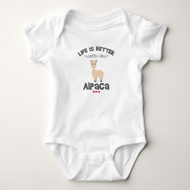 Alpaca Lover Geschenk Leben besser mit einem Alpac Baby Strampler (Vorderseite)