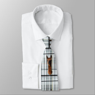 Alpaca On Checked Tartan Print, Krawatte