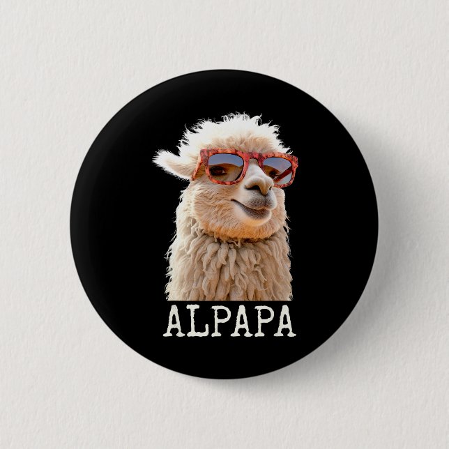 Alpaca Papa Alpapa Lama Daddy Niedlich Alpaca Vate Button (Vorderseite)