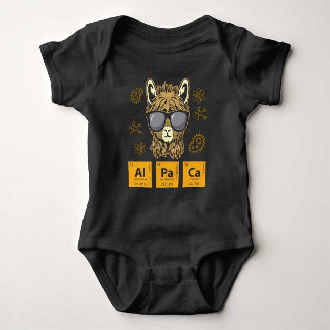 Alpaca Periodic Table Element Chemie Baby Strampler (Vorderseite)