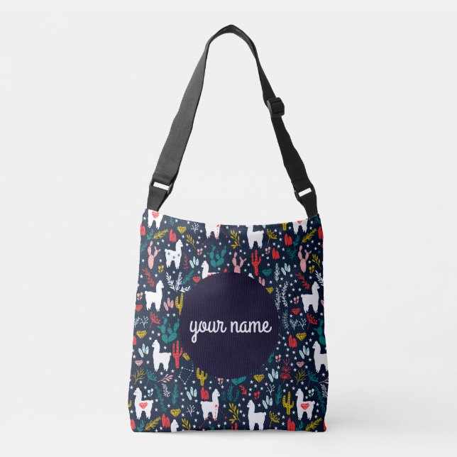 Alpaca Personalisiert Tote Bag Tragetaschen Mit Langen Trägern (Vorderseite)