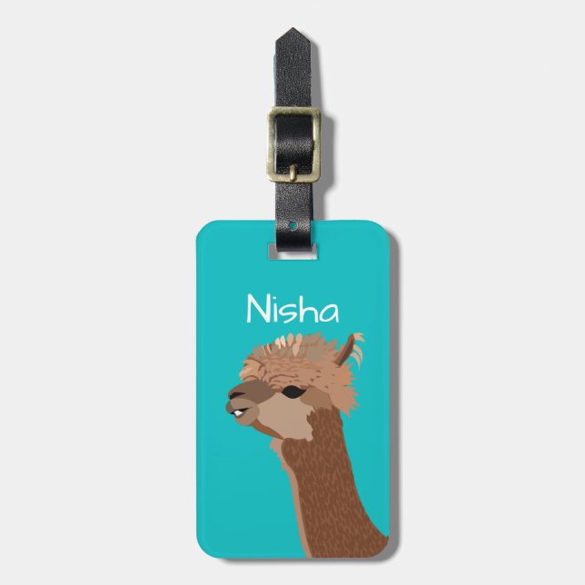 Alpaca Reise Personalisiert Gepäckanhänger (Vorderseite vertikal)