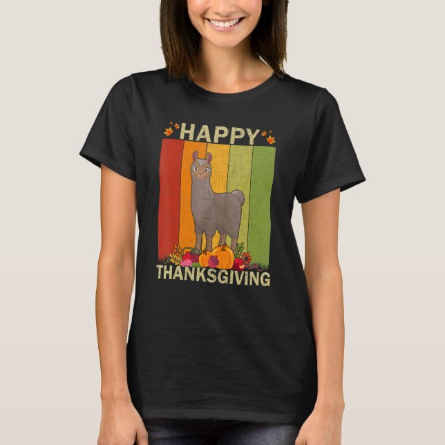 Alpaca  Retro Graphic Family Matching Thanksgiving T-Shirt (Vorderseite)
