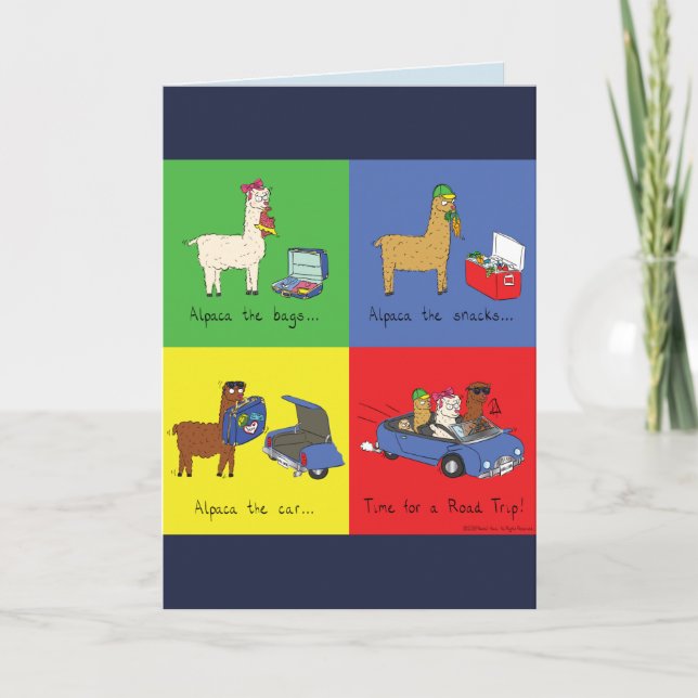 Alpaca Roadtrip - Grußkarte Karte (Vorderseite)