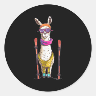Alpaca Ski Lover Llama Skier für Damen Runder Aufkleber