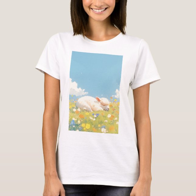 Alpaca Sleeping Meadow T-Shirt (Vorderseite)