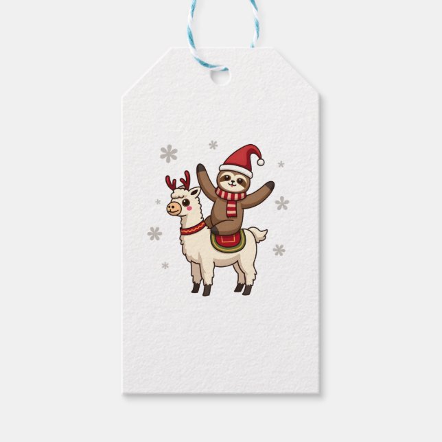 Alpaca Sloth Christmas (1) Geschenkanhänger (Vorderseite)