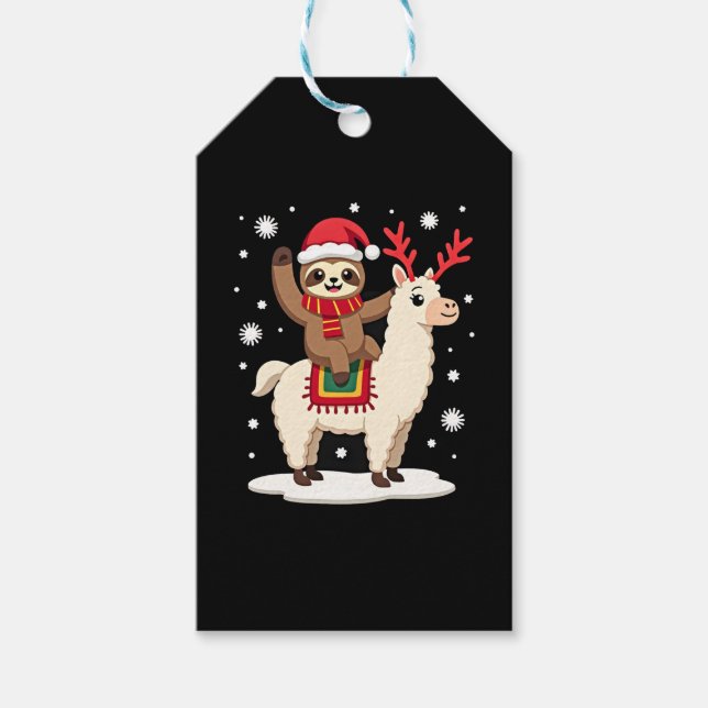 Alpaca Sloth Christmas (1) Geschenkanhänger (Vorderseite)