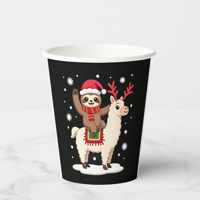 Alpaca Sloth Christmas (1) Pappbecher (Vorderseite)