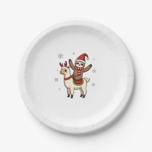 Alpaca Sloth Christmas (1) Pappteller