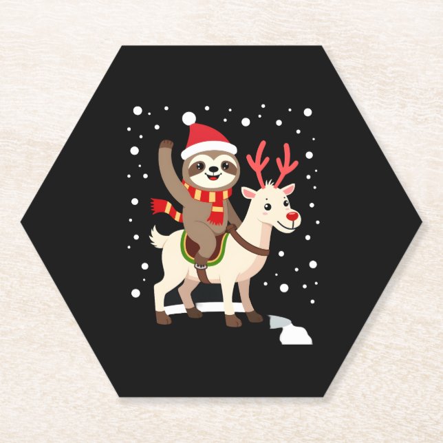 Alpaca Sloth Christmas (1) Untersetzer (Vorderseite)