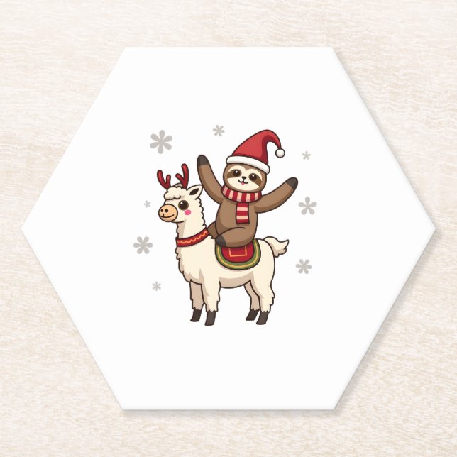 Alpaca Sloth Christmas (1) Untersetzer (Vorderseite)
