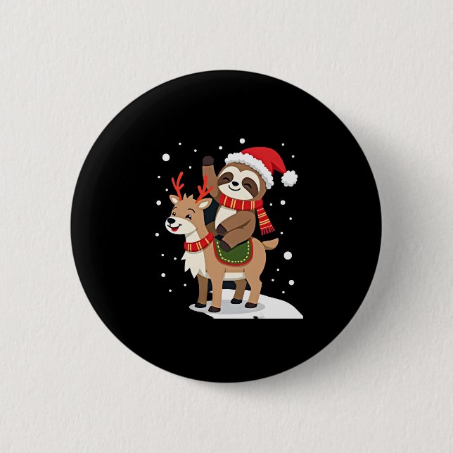 Alpaca Sloth Christmas (2) Button (Vorderseite)