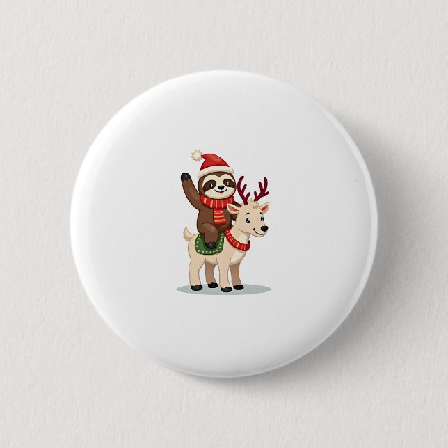 Alpaca Sloth Christmas (2) Button (Vorderseite)