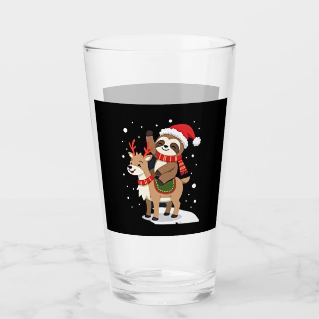 Alpaca Sloth Christmas (2) Glas (Vorderseite)
